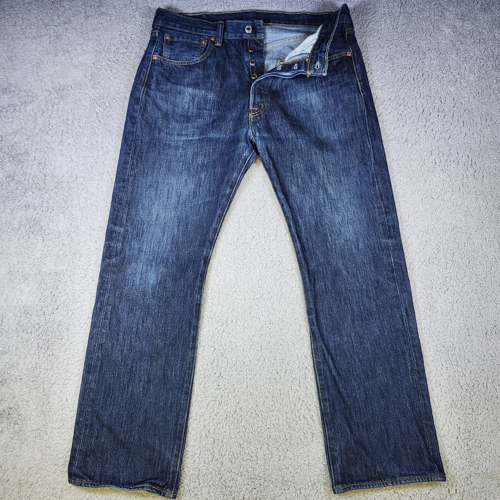 Levis 501 Jeans Mens 33x39 Blue Straight Leg Regular Fit‎ Medium Wash
